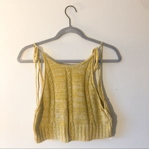 NWT Free People Yellow Knit Crop Tank Top XS